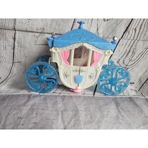 Disney Princess Cinderella Carriage Coach Blue Plastic Doll Vehicle Toy
